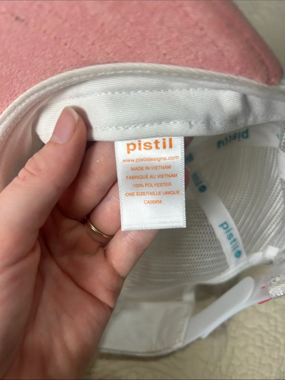 pistil Pink Mesh Trucker Hat with Mountain Sunrise Patch